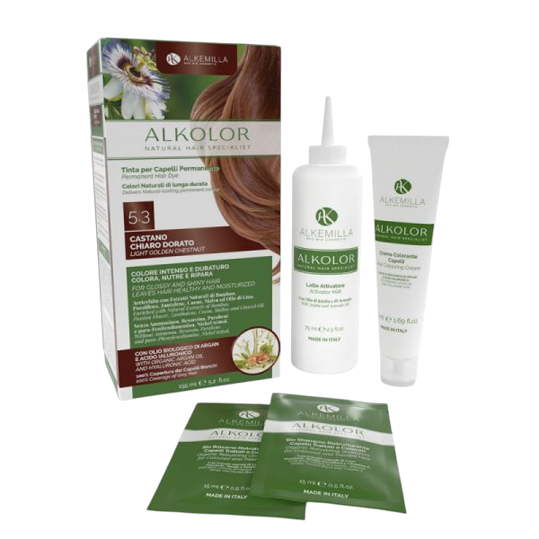 Натурална боя за коса 5.3 СВЕТЪЛ ЗЛАТИСТ КЕСТЕН Alkemilla |