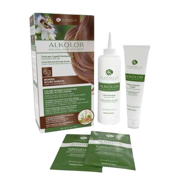 Натурална боя за коса 6.3 ТЪМНО ЗЛАТИСТО РУСО Alkemilla |