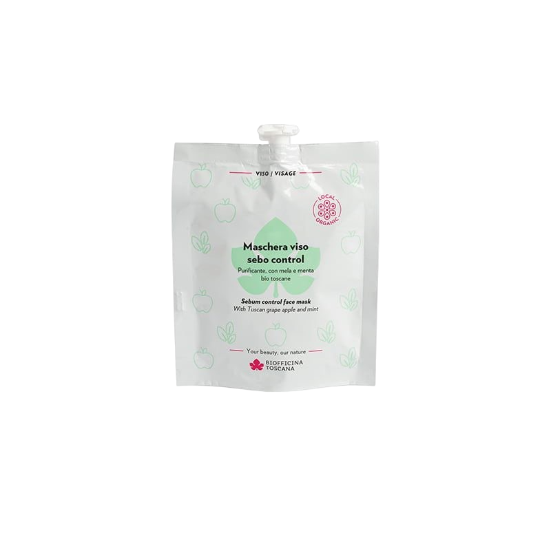 Маска за лице за контрол на себума с ябълка и мента Biofficina Toscana |
