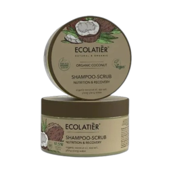 Подхранващ шампоан скраб за коса с органичен кокос Ecolatier