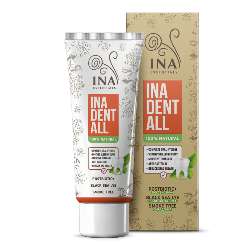 Натурална паста за зъби без флуорид, със Смрадлика, поморийска луга и постбиотик INA Essentials | Anabolic1® Натурална паста за зъби без флуорид, със Смрадлика, поморийска луга и постбиотик INA Essentials |